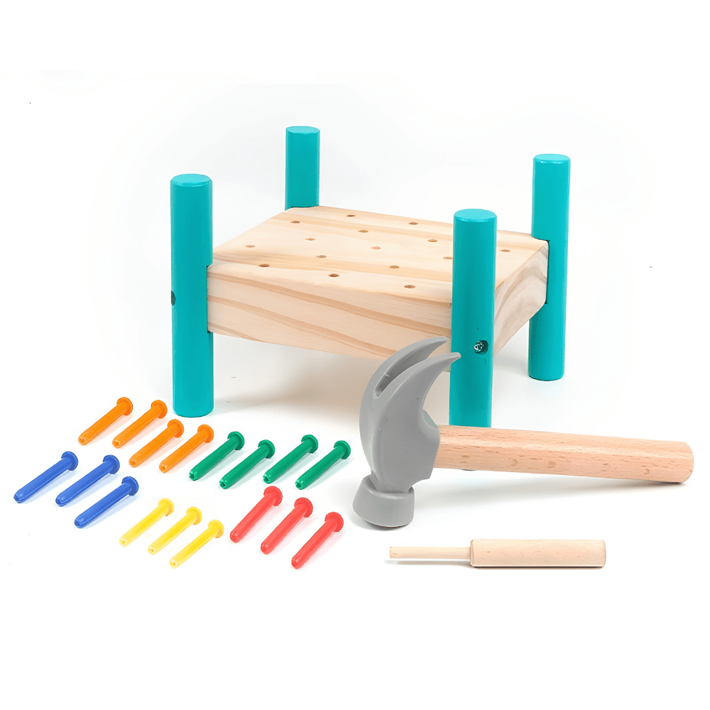 Banco de Martillo Montessori – Juego de Golpeo Educativo