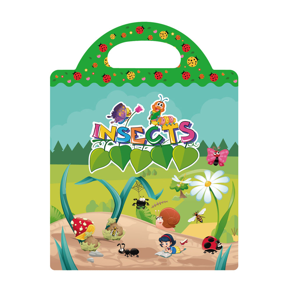 Libro de pegatinas 3D portátil para niños