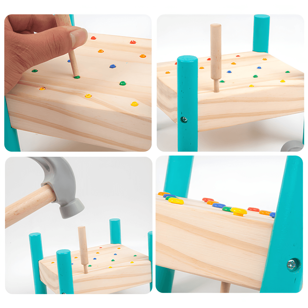 Banco de Martillo Montessori – Juego de Golpeo Educativo