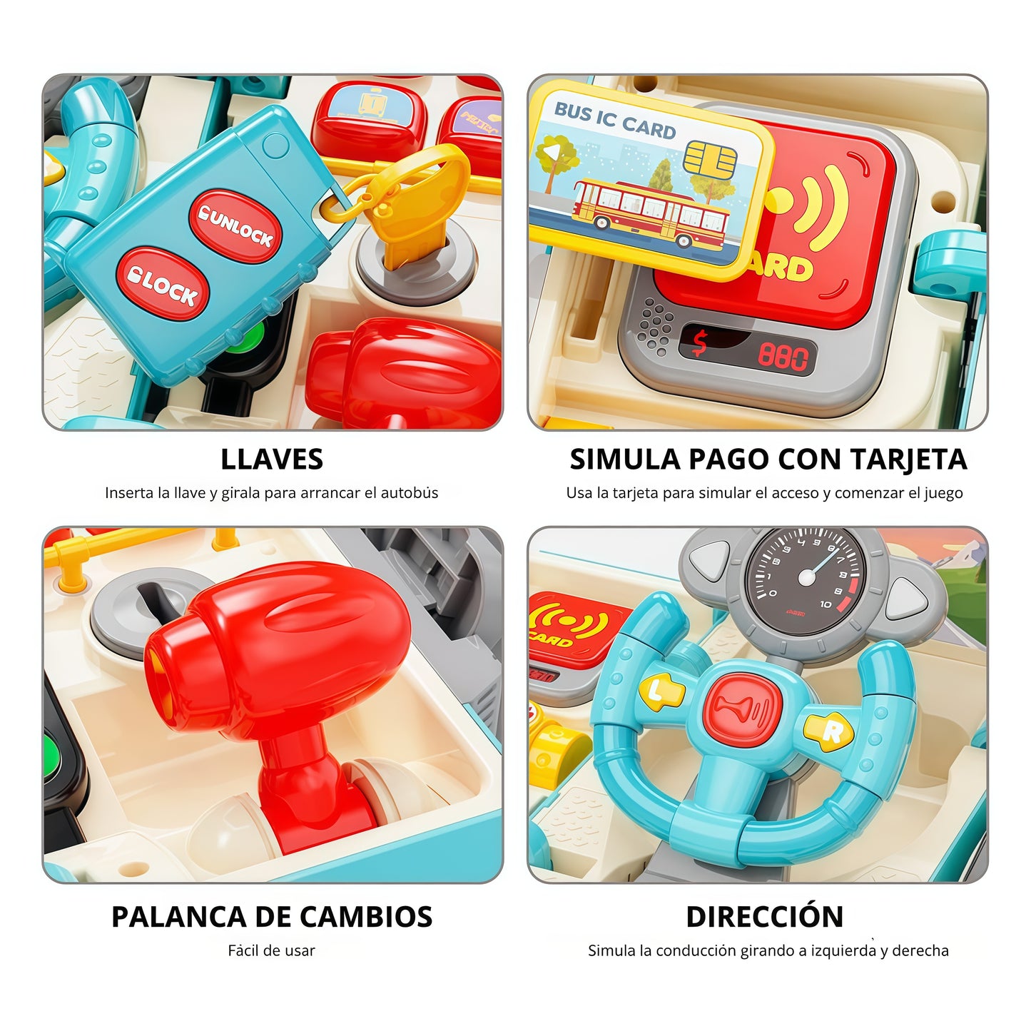 Autobús de Simulación de Conducción, Volante para Niños