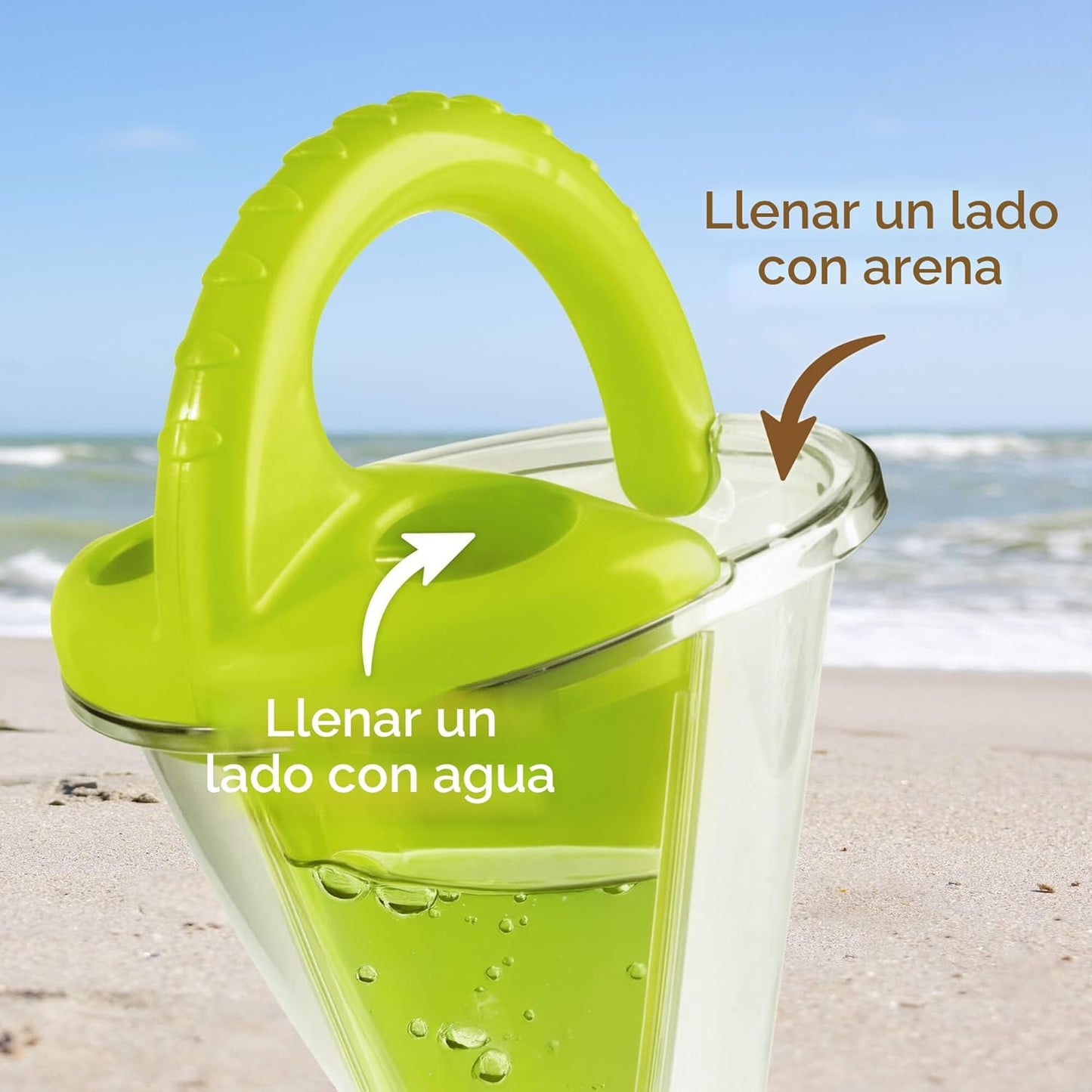 Reloj de arena de playa con colador