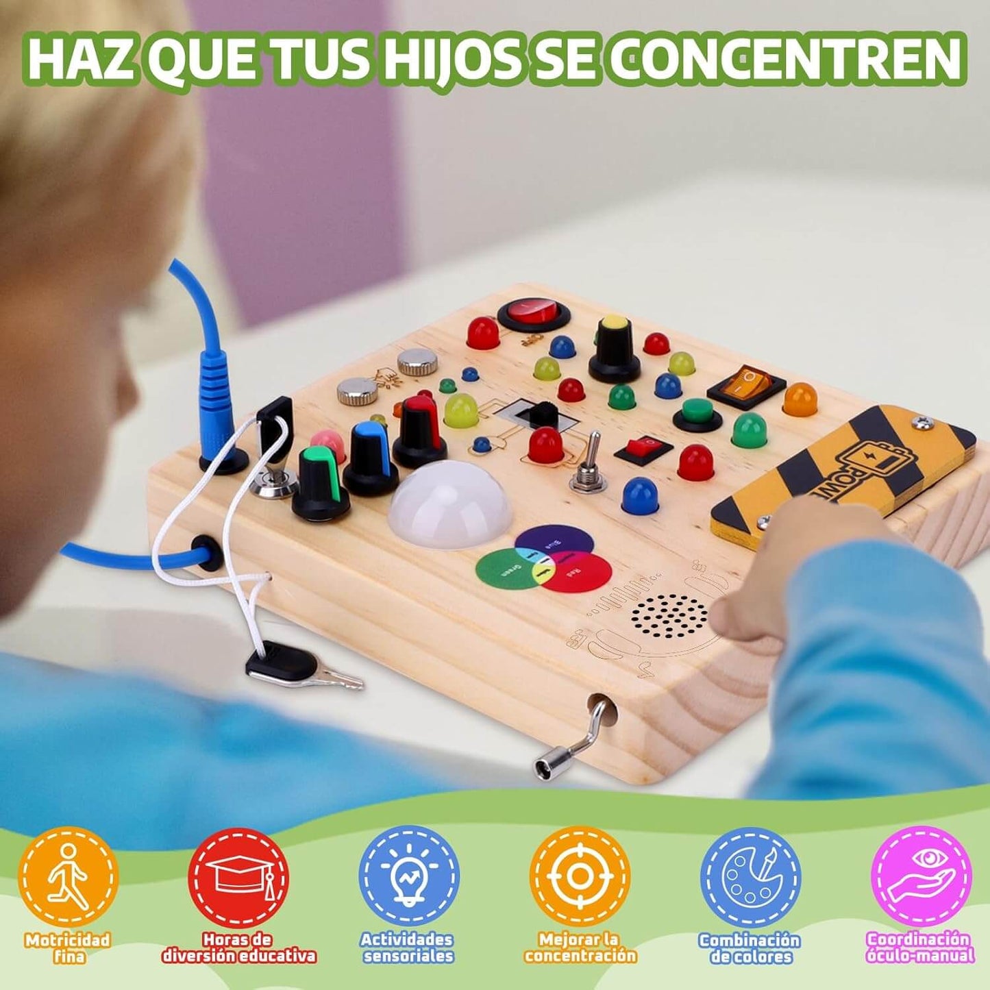 Tablero de Actividades Montessori de Madera