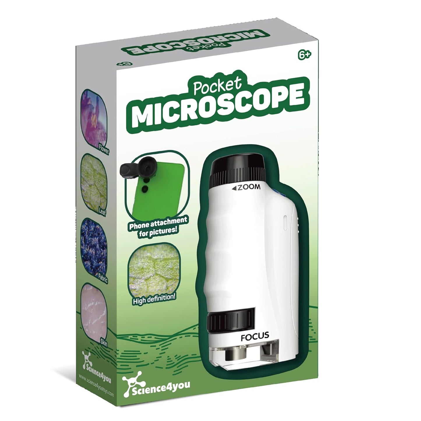 Microscopio de Bolsillo Portátil (12 muestras para observar incluidas)