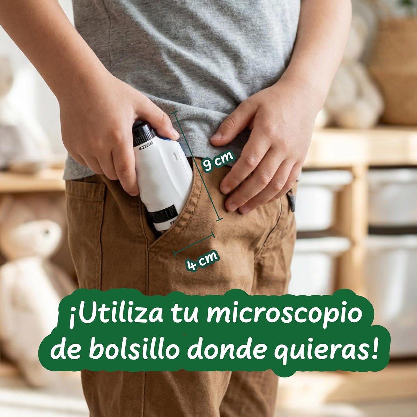Microscopio de Bolsillo Portátil (12 muestras para observar incluidas)