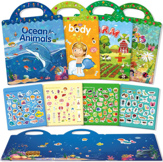 Libro de pegatinas 3D portátil para niños