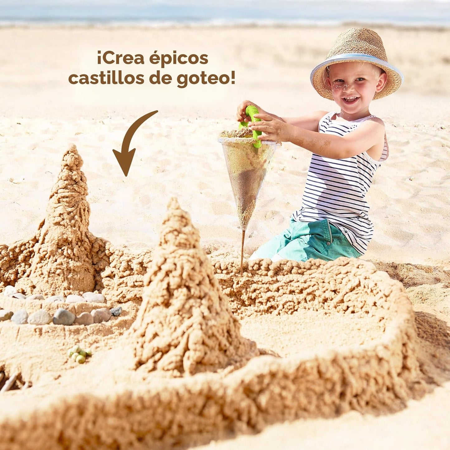 Reloj de arena de playa con colador