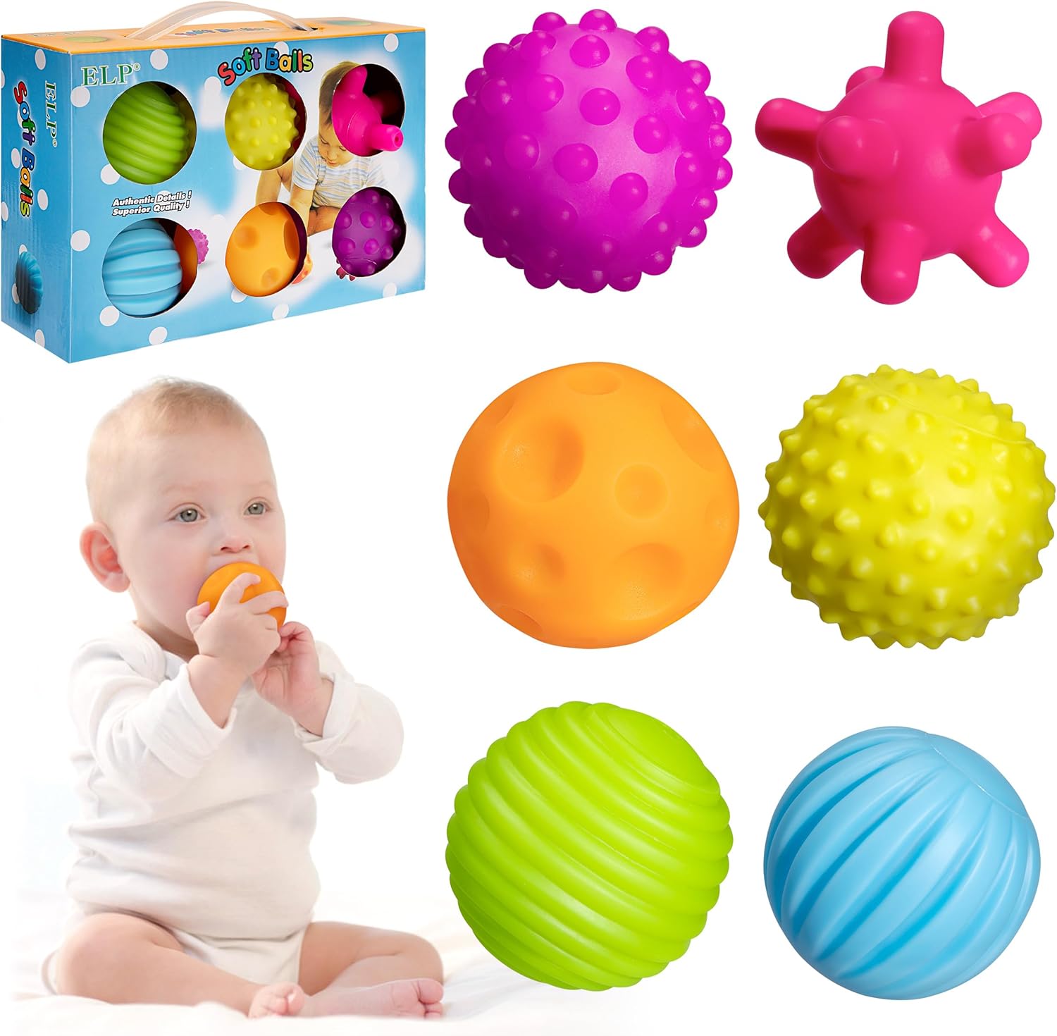 Juego De 6 Pelotas Sensoriales Para Bebés Texturizadas