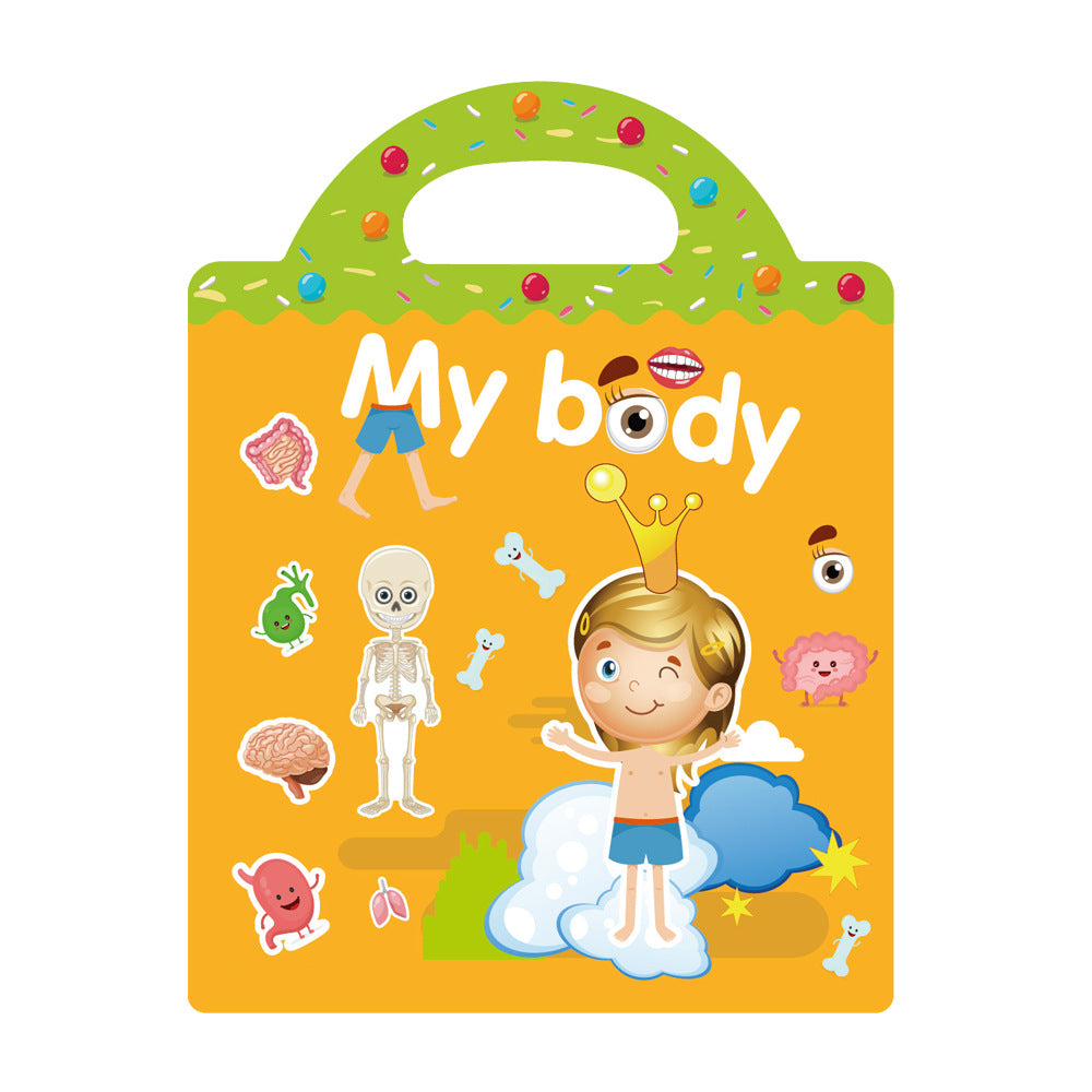 Libro de pegatinas 3D portátil para niños