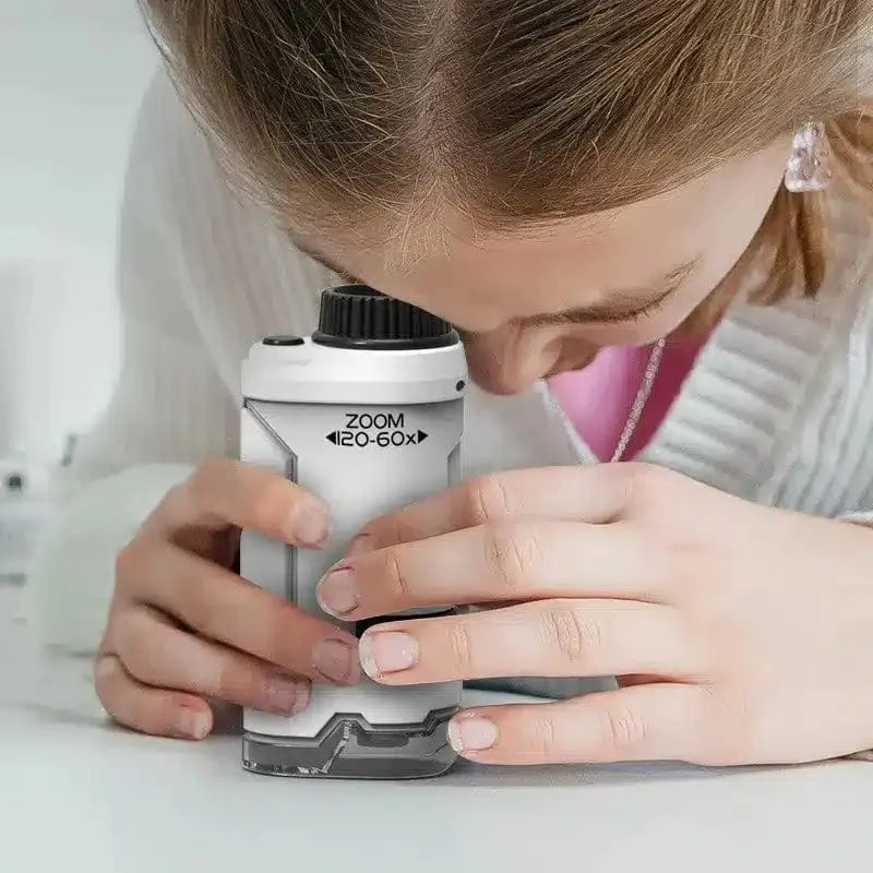 Microscopio de Bolsillo Portátil (12 muestras para observar incluidas)
