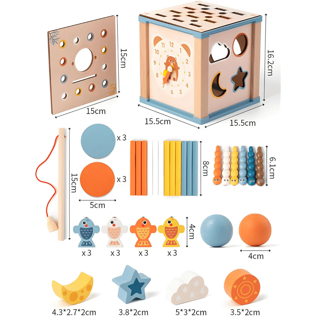 Cubo de Actividades Montessori de Madera 9 en 1